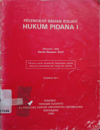 Pelengkap Bahan Kuliah Hukum Pidana I